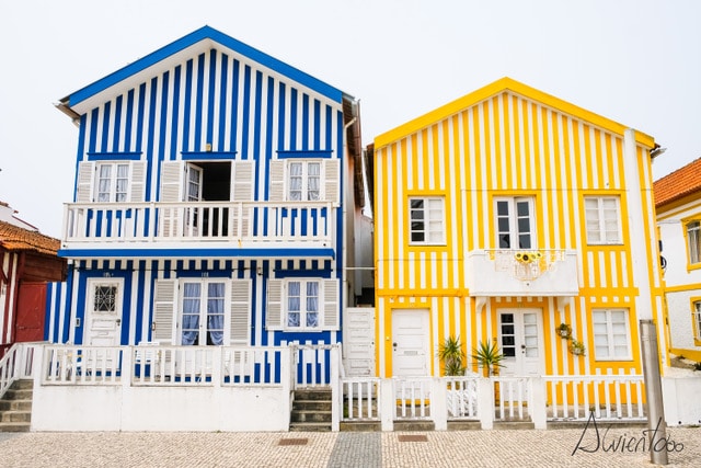 casas de colores de Costa Nova en Aveiro