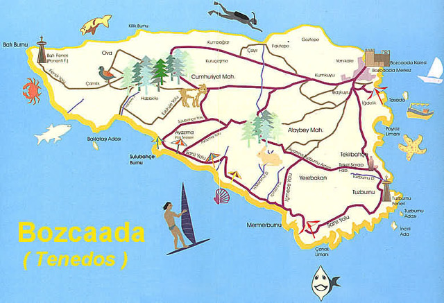 mapa de la isla de bozcaada 