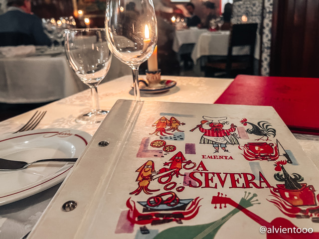 menú de A Severa en Lisboa